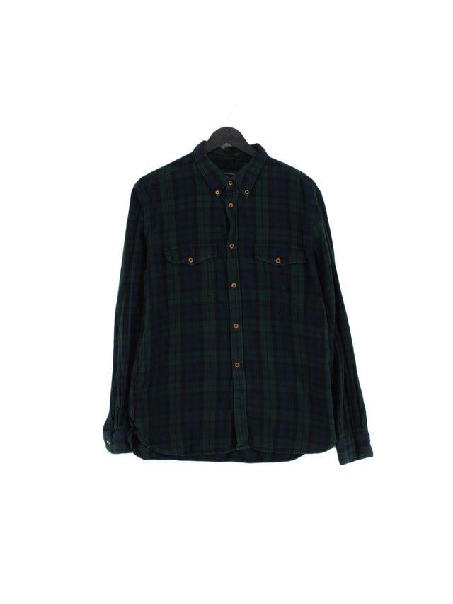 French Connection Men's Shirt L Green 100% Cotton