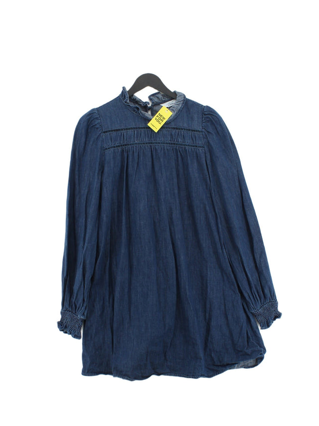 & Other Stories Women's Midi Dress UK 8 Blue 100% Cotton