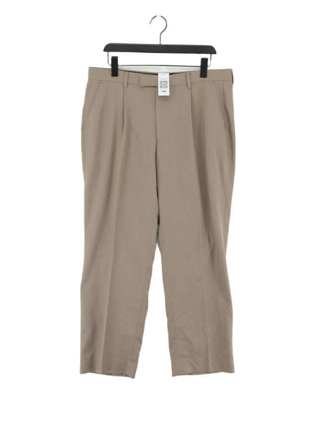 Moss Men's Suit Trousers W 36 in; L 30 in Brown Polyester with Viscose