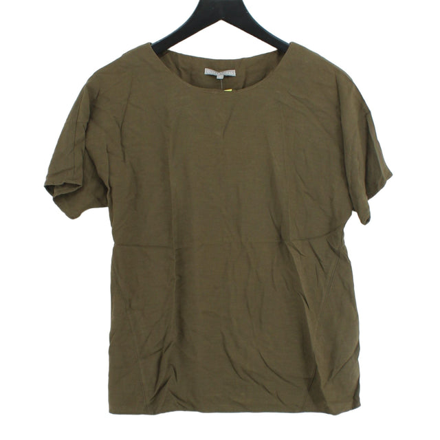 Oliver Bonas Women's T-Shirt UK 8 Green Viscose with Wool