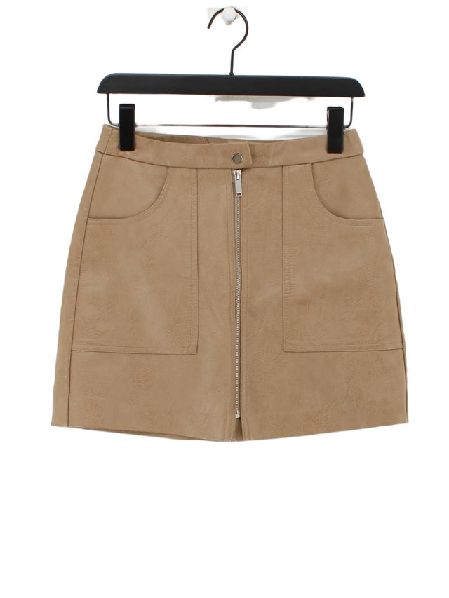 Stradivarius Women's Mini Skirt UK 10 Tan Polyester with Cotton