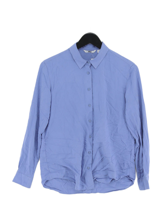 Uniqlo Women's Shirt S Blue Viscose with Polyester