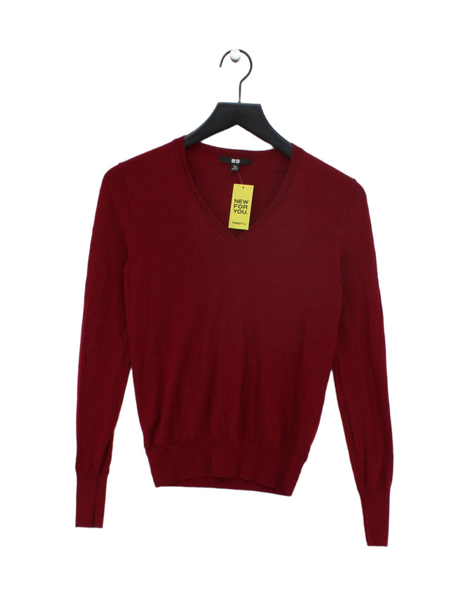 Uniqlo Women's Jumper XS Red Wool with Linen