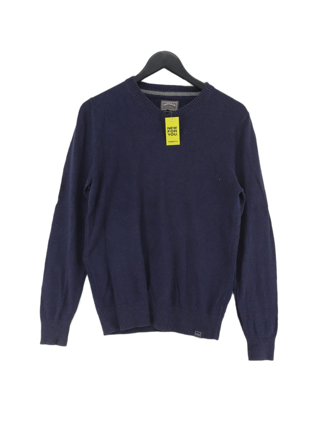 FatFace Men's Jumper S Blue Cotton with Cashmere