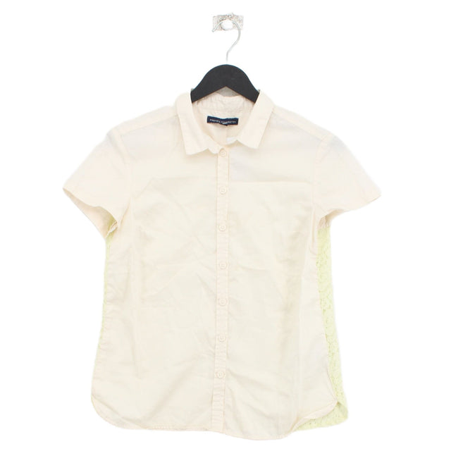 French Connection Women's Shirt UK 8 Cream Cotton with Polyamide