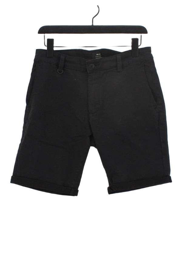 NEUW Men's Shorts W 32 in Black Cotton with Elastane