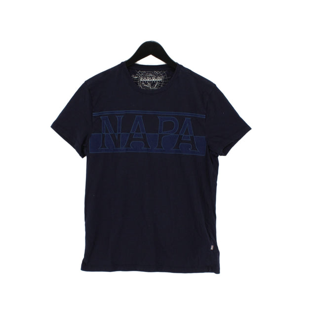 Napapijri Men's T-Shirt M Blue 100% Cotton