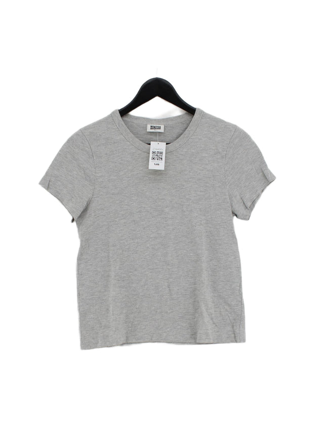 Weekday Women's T-Shirt S Grey Cotton with Polyester