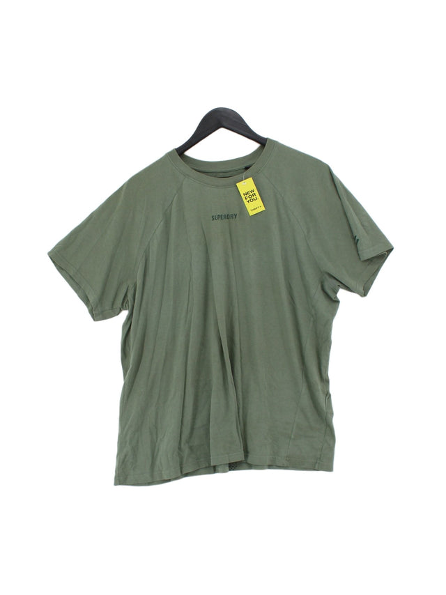 Superdry Women's T-Shirt UK 16 Green 100% Cotton