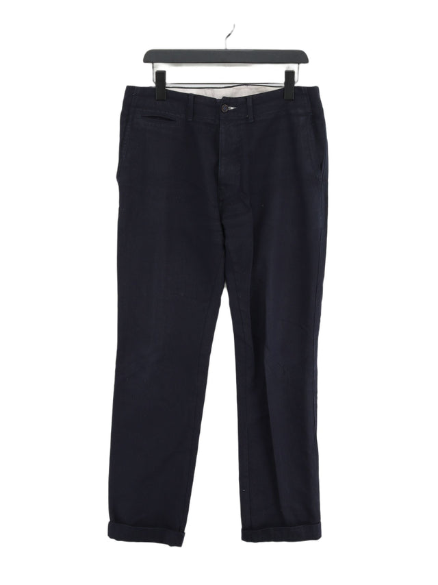 Jigsaw Men's Suit Trousers W 34 in Blue Cotton with Other, Wool