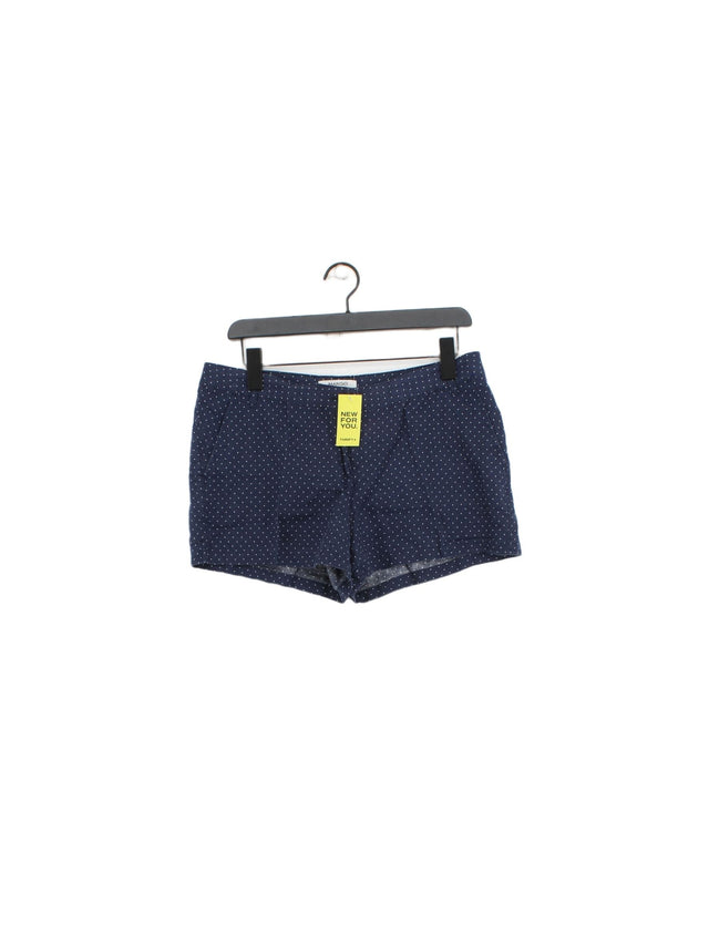 Mango Women's Shorts UK 10 Blue Linen with Cotton, Polyester