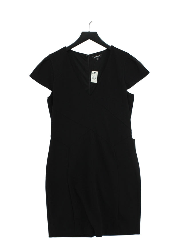 Express Women's Midi Dress L Black Polyester with Spandex