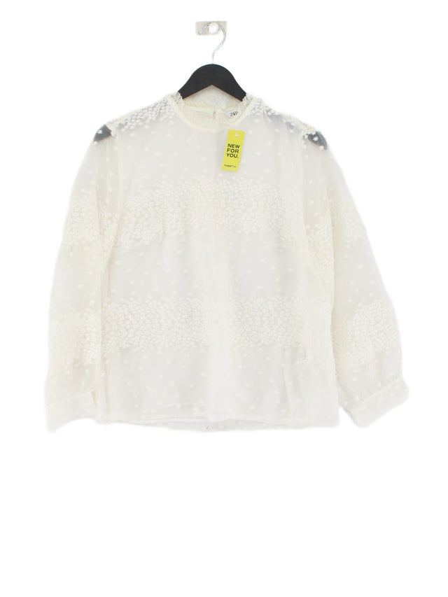 Zara Women's Blouse XS White Cotton with Polyester