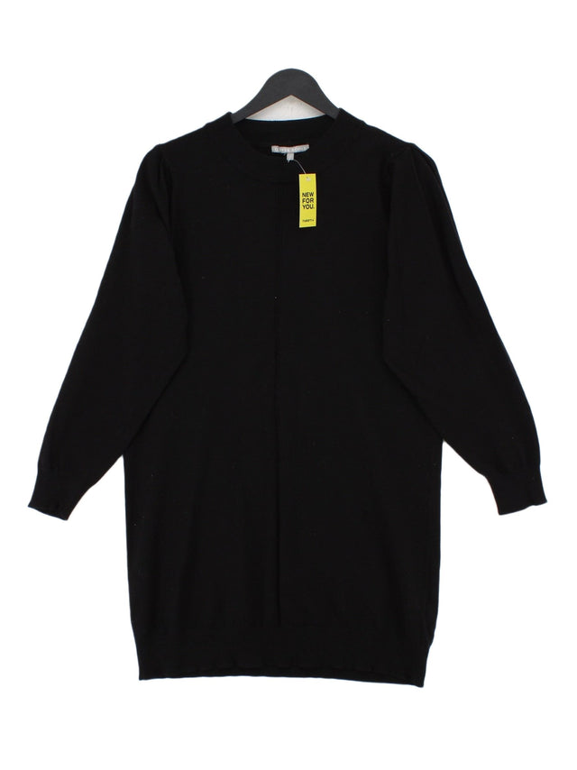 Oliver Bonas Women's Midi Dress UK 8 Black Viscose with Polyamide, Polyester