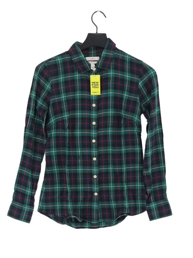 J. Crew Women's Shirt UK 4 Green Cotton with Spandex