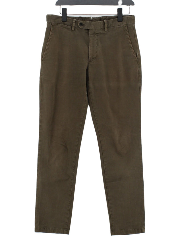 Oscar Jacobson Men's Trousers W 31 in Green Cotton with Elastane