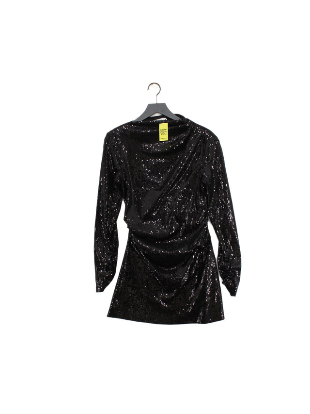 Zara Women's Midi Dress L Black Polyester with Elastane