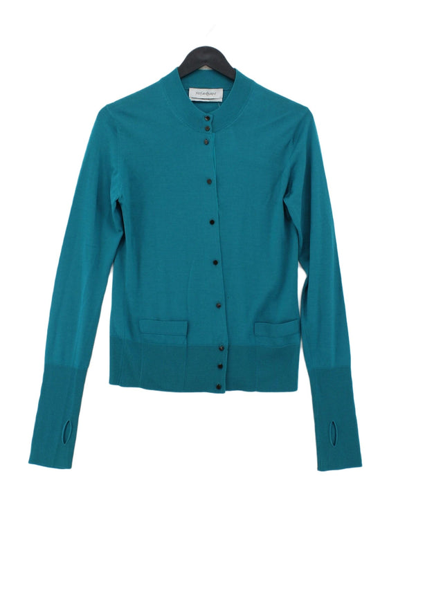 Yves Saint Laurent Women's Cardigan L Blue 100% Wool