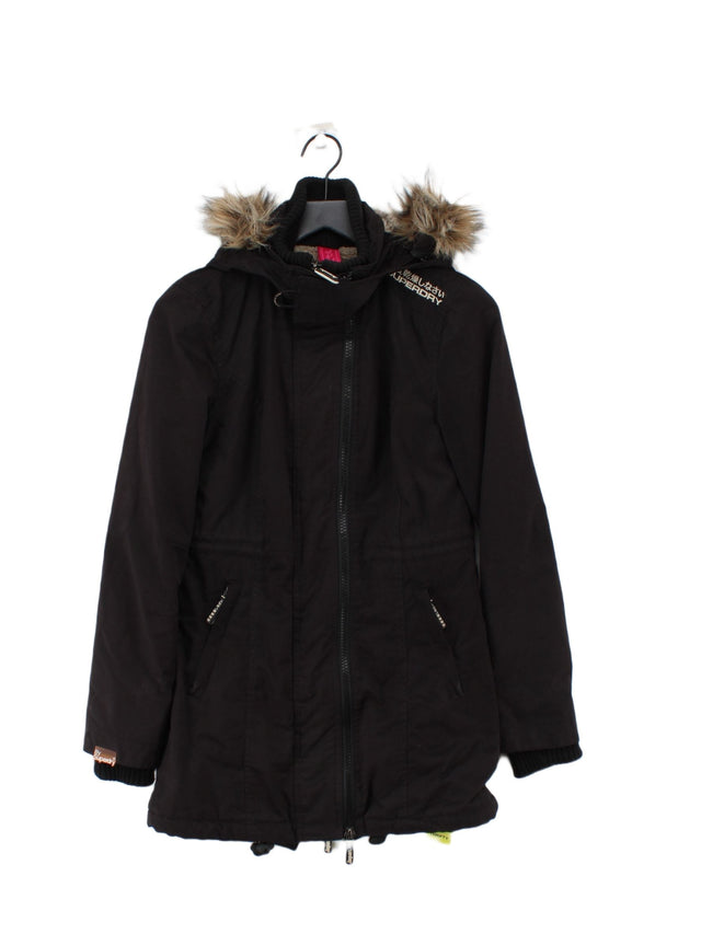 Superdry Women's Coat XS Black Polyester with Cotton, Nylon
