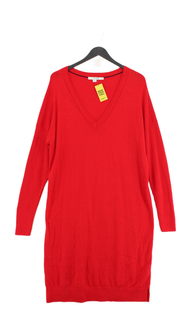 Boden Women's Midi Dress UK 18 Red Wool with Linen
