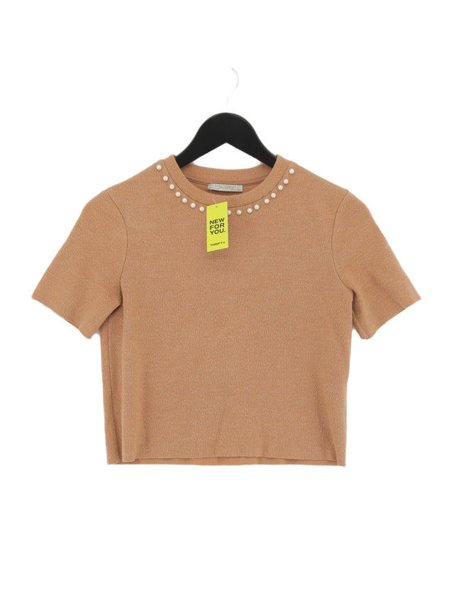 Zara Women's Jumper S Tan Cotton with Polyester