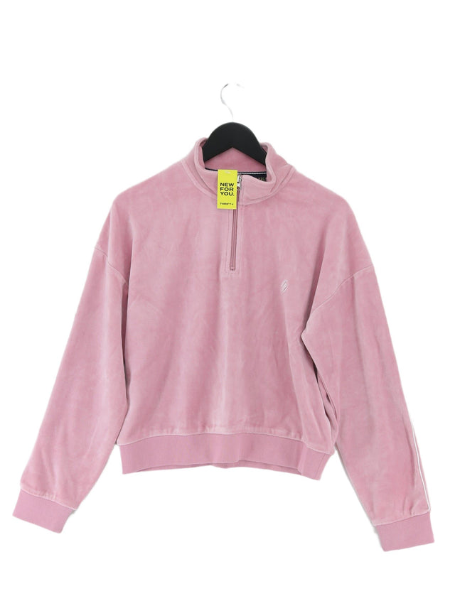 Superdry Women's Jumper UK 12 Pink Cotton with Polyester