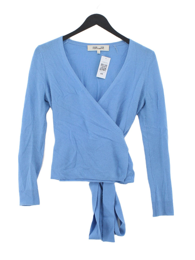 Diane Von Furstenberg Women's Top XS Blue Wool with Cashmere