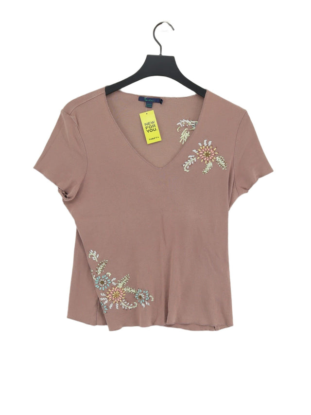 Boden Women's T-Shirt UK 16 Brown 100% Cotton