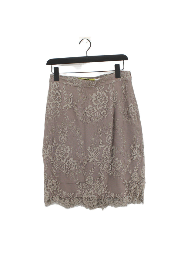 L.K. Bennett Women's Midi Skirt UK 10 Grey Nylon with Elastane, Polyester