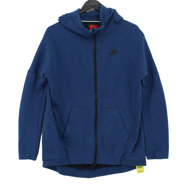 Nike Men's Hoodie S Blue Cotton with Polyester