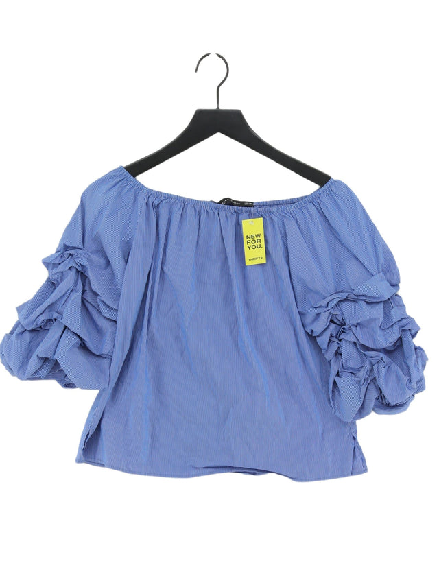 Zara Women's Blouse XS Blue Cotton with Elastane, Polyamide