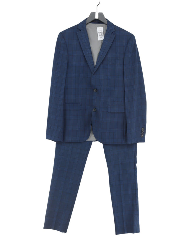 Next Men's Two Piece Suit Chest: 38 in; Waist: 32 in Blue Polyester with Viscose