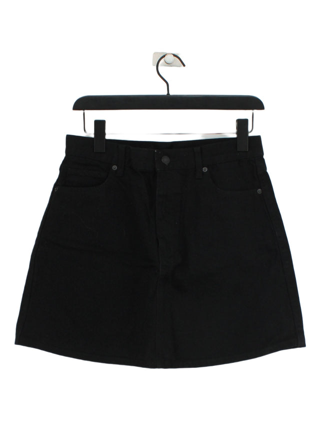 Uniqlo Women's Midi Skirt W 28 in Black 100% Cotton