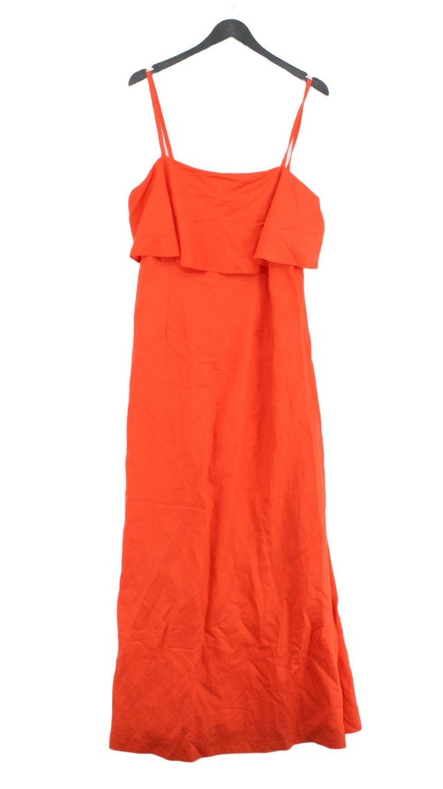 Ann Taylor Women's Maxi Dress UK 12 Orange Linen with Lyocell Modal, Polyester