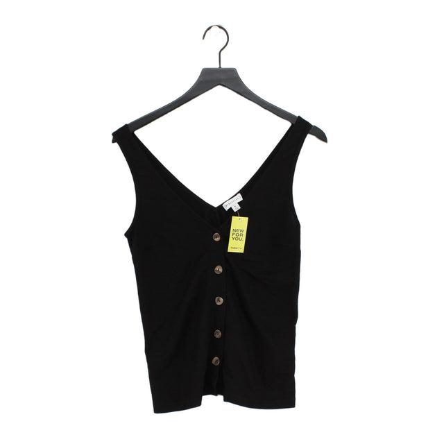 Warehouse Women's T-Shirt UK 8 Black Viscose with Polyamide