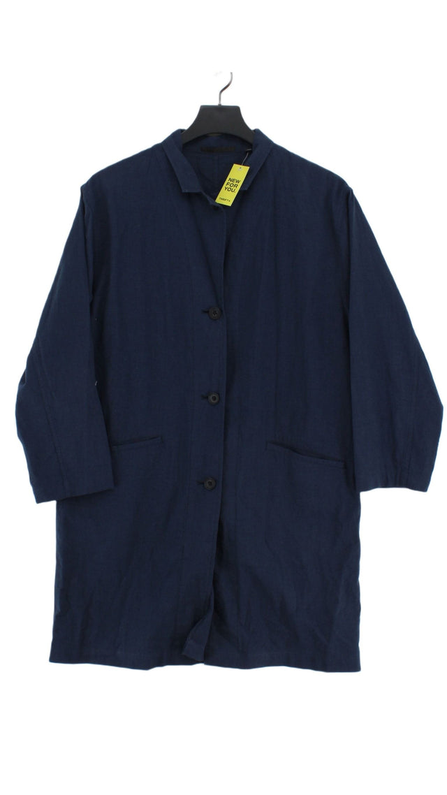 Uniqlo Women's Jacket M Blue Linen with Cotton