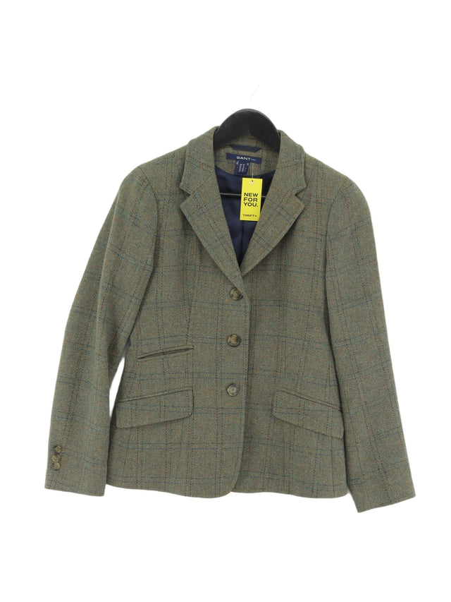 Gant Women's Blazer UK 10 Green Wool with Polyester, Viscose