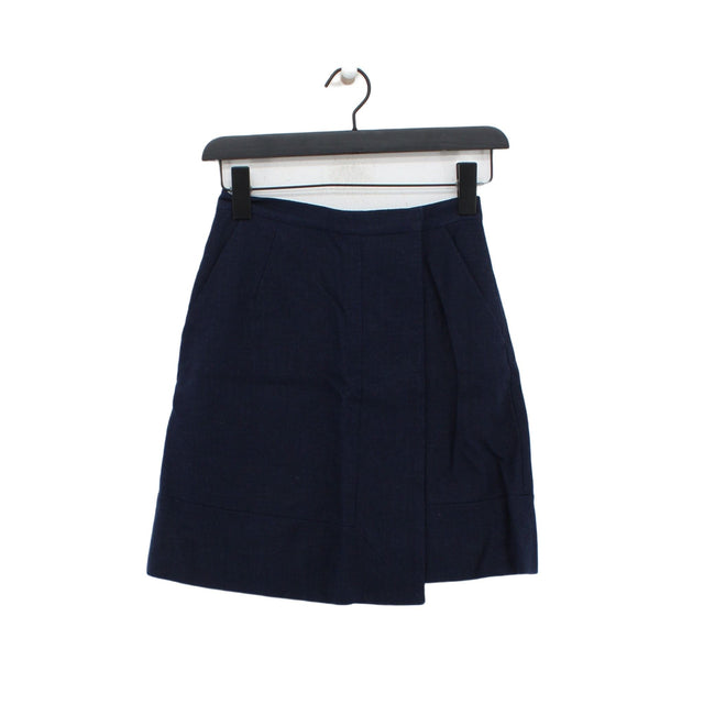 Whistles Women's Midi Skirt UK 4 Blue Viscose with Cotton, Linen