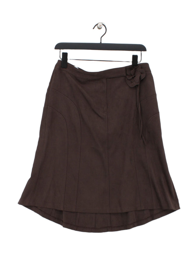 Next Women's Midi Skirt UK 12 Brown Polyester with Elastane