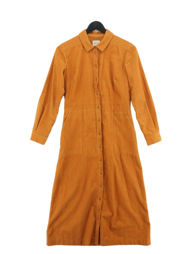 People Tree Women's Midi Dress UK 8 Gold 100% Cotton