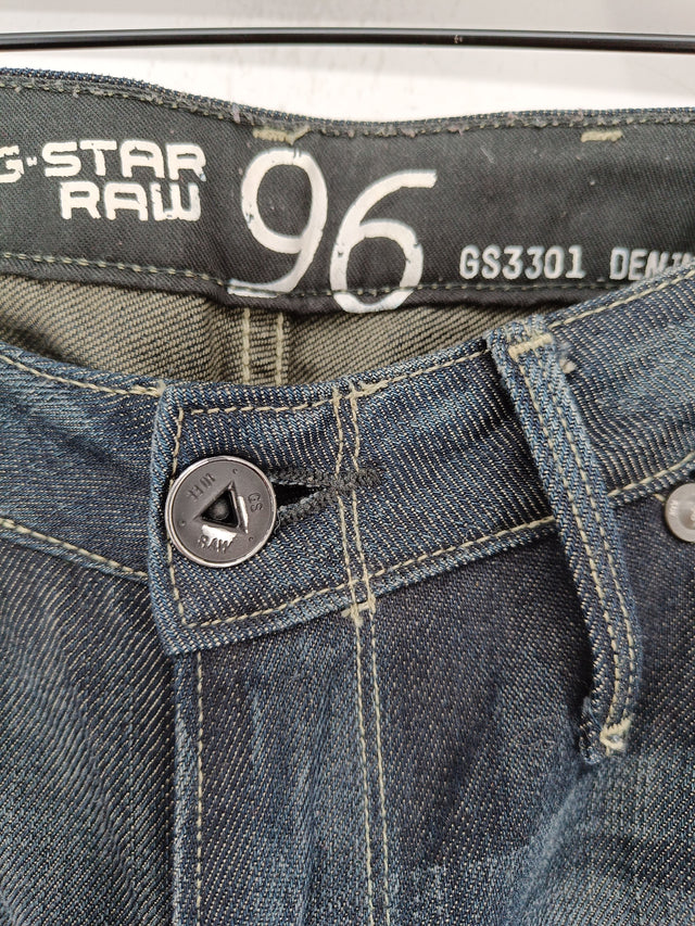 G Star Raw 96 Black Heritage Embro Tapered Button-Fly Jeans