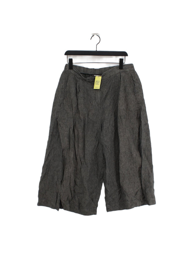 Wrap Women's Trousers UK 14 Grey 100% Linen