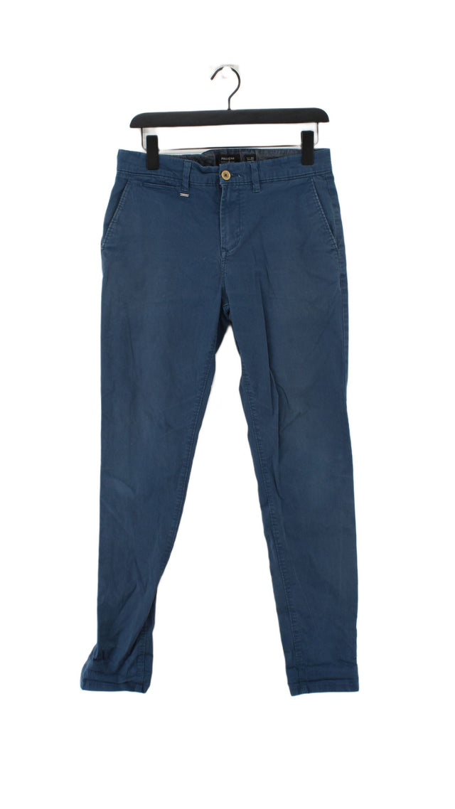 Pull&Bear Women's Trousers UK 12 Blue Cotton with Elastane