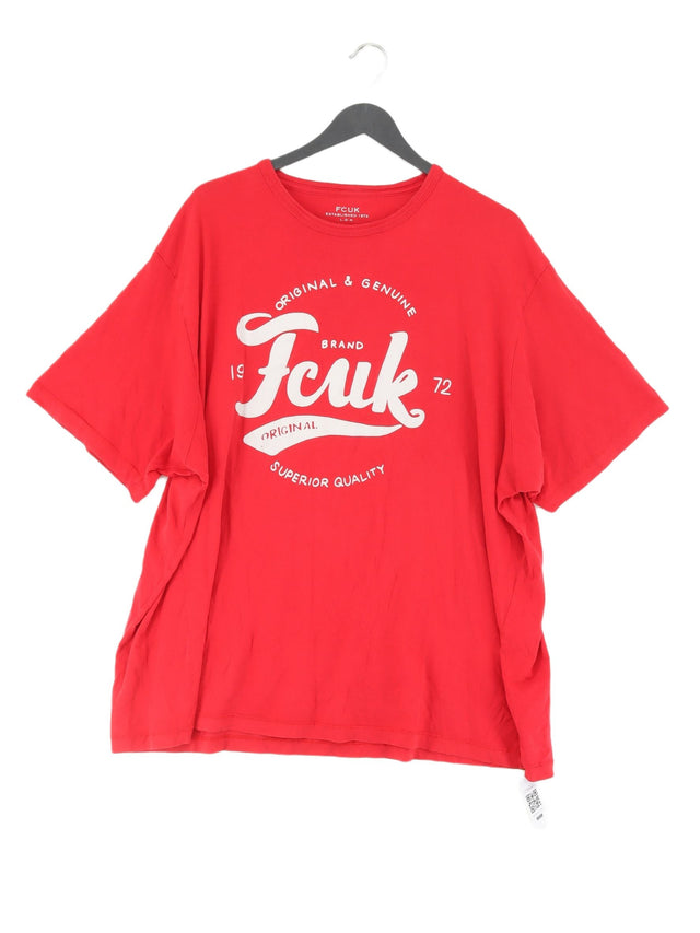 Fcuk Men's T-Shirt XXL Red 100% Cotton