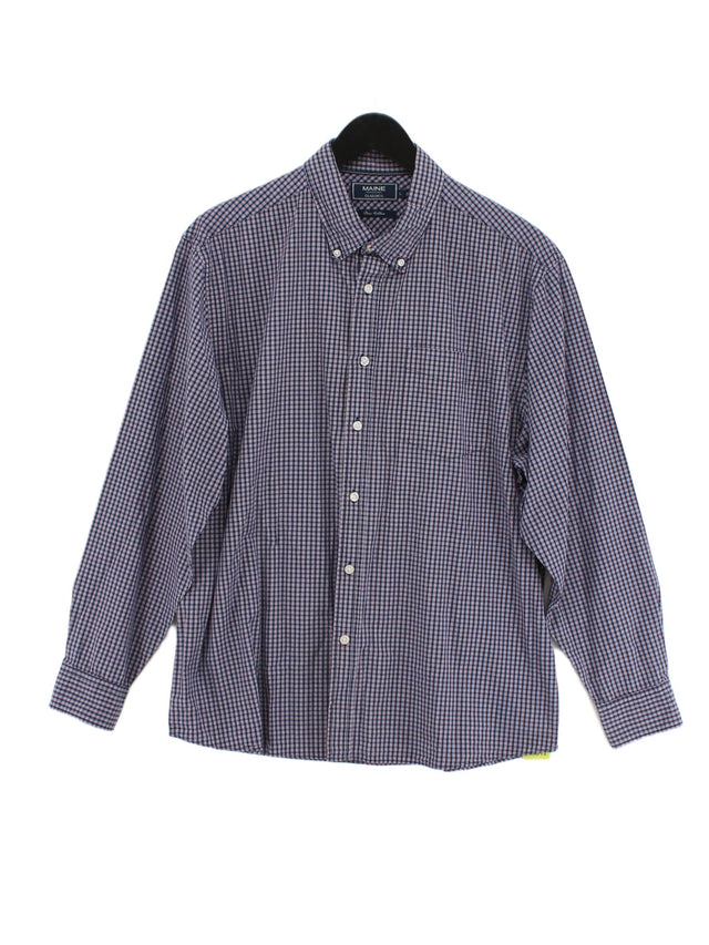 Maine Men's Shirt L Blue 100% Cotton