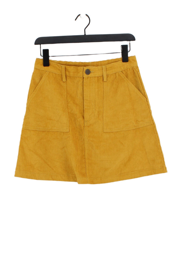 Lucy & Yak Women's Midi Skirt UK 10 Yellow 100% Cotton