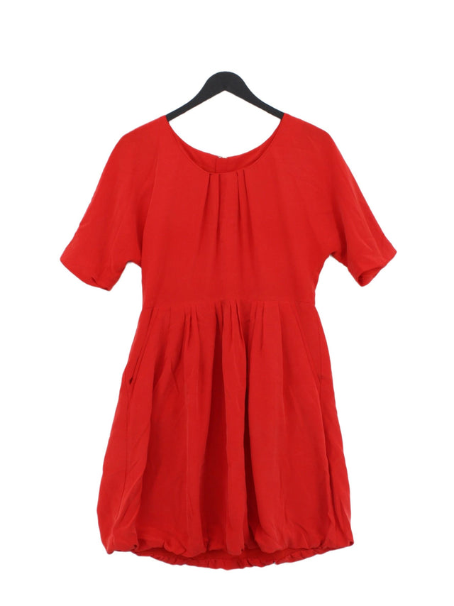 Aubin & Wills Women's Midi Dress UK 10 Red Silk with Polyester