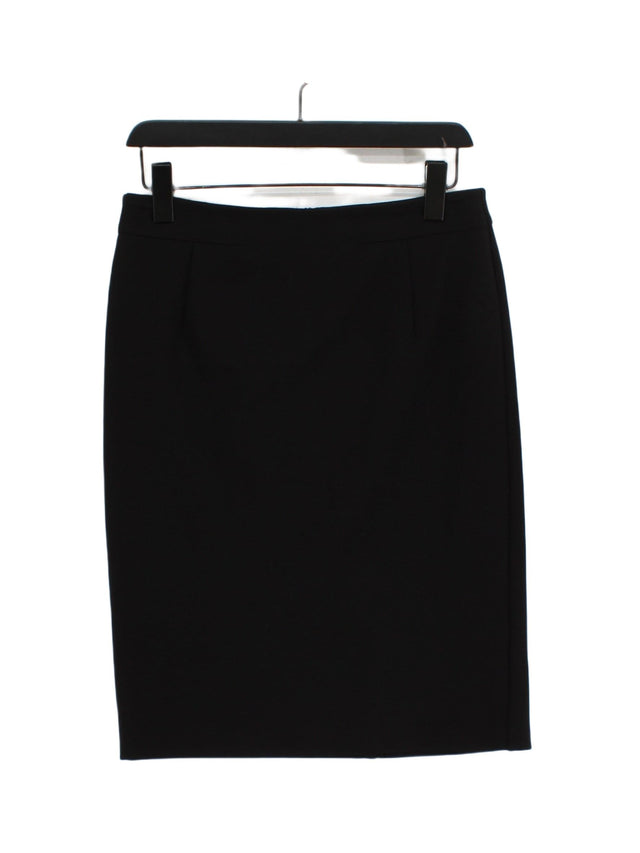 John Lewis Women's Midi Skirt UK 10 Black Viscose with Elastane, Nylon