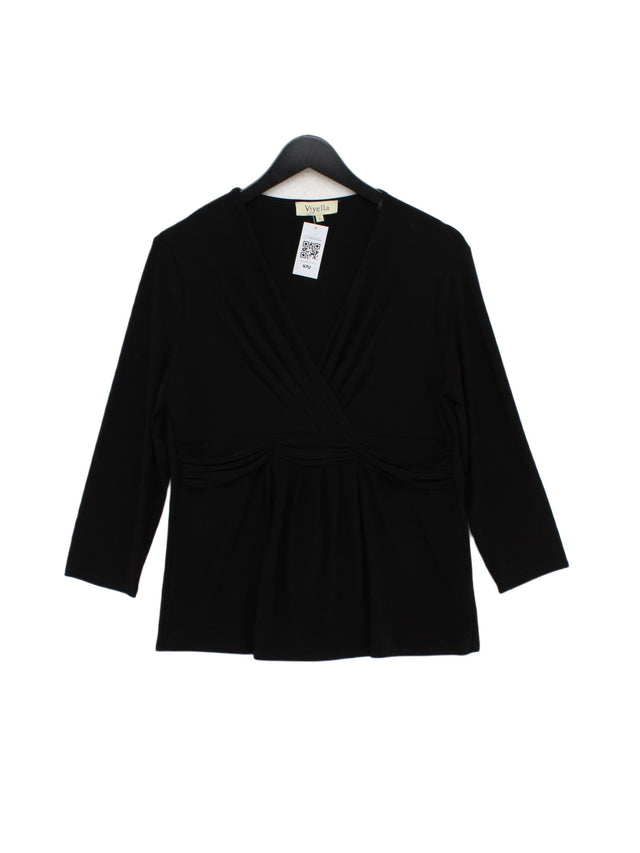 Viyella Women's Top L Black Polyester with Elastane, Linen