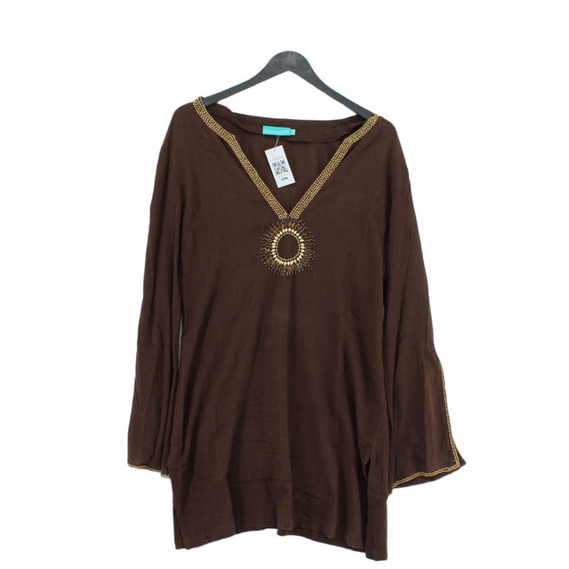 Melissa Odabash Women's Midi Dress L Brown 100% Cotton